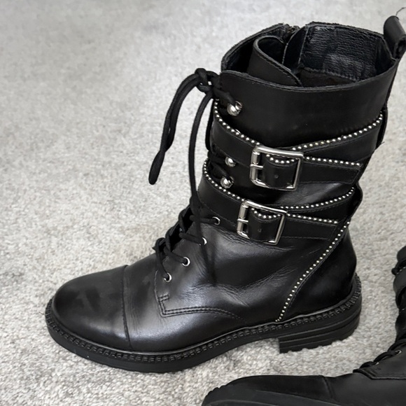 Free People Black Moto Boots with Silver Accents - Picture 3 of 4